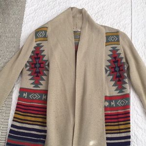 Ecote tribal cardigan in tan